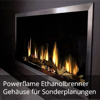 Powerflame Brenner und Sonderkamingehäuse